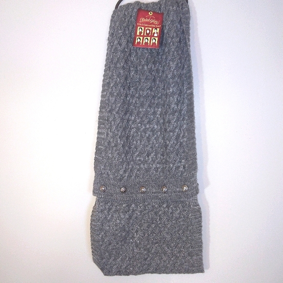 NWT 2-for-1 Infinity Scarves Lot Heather Grey knit and turquoise textured OS - Picture 8 of 16